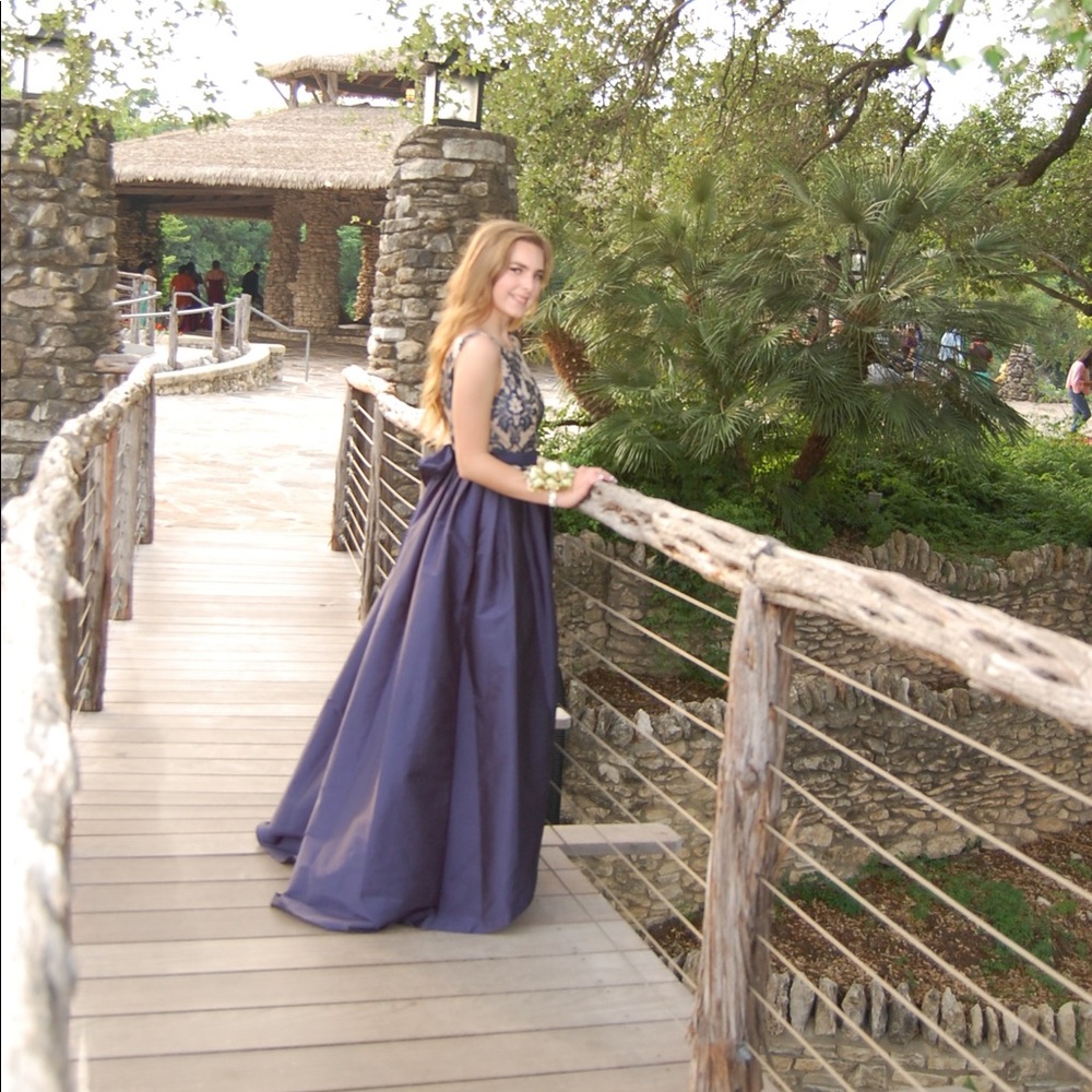 Blue Semi- High Low Prom dress
